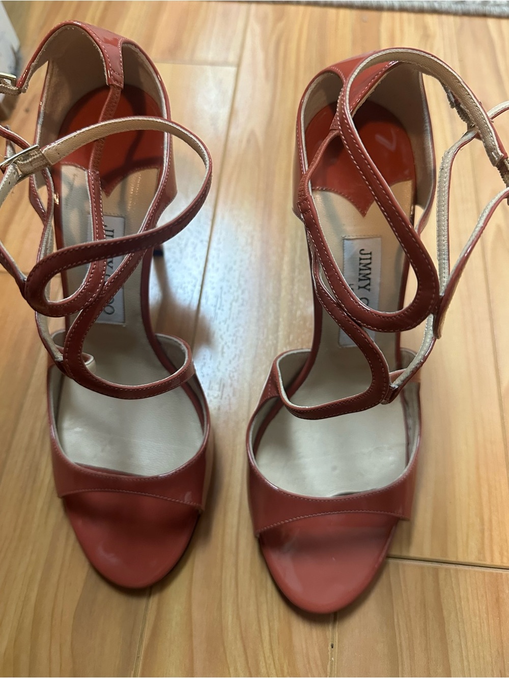 Jimmy Choo Rust Red Strappy High-Heel Sandals size 40
